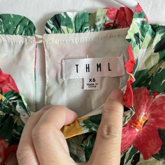 THML Green Size XS Floral Shift Knee Length Sleeveless Dress - Picture 3 of 11